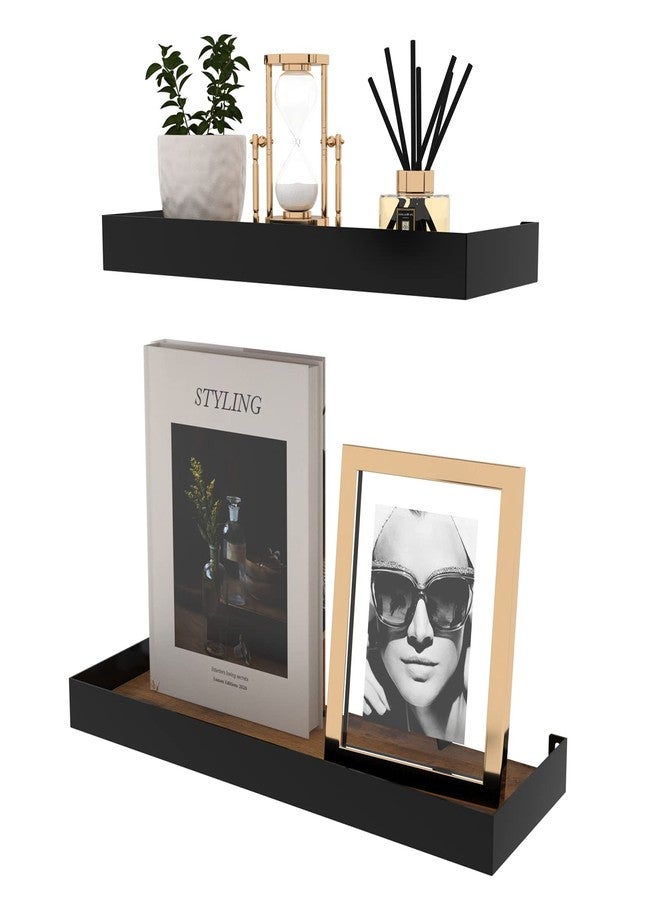 RLAVBL Wall Shelves Set of 2, Rustic Storage Wood Wall Mounted Floating Shelves for Bedroom Living Room Kitchen - Image 3